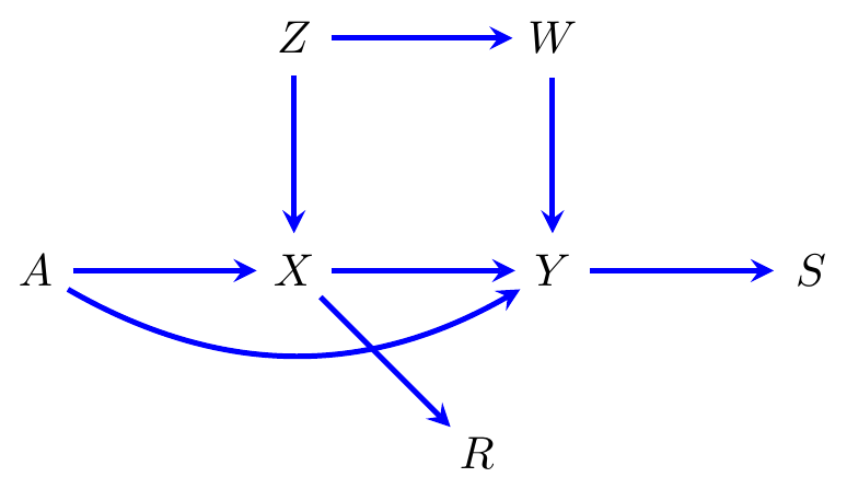 A causal directed graph.