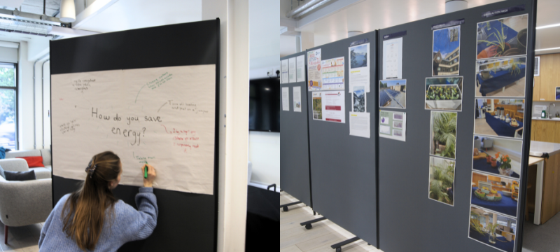 Sustainability display at the after the Inaugural Green Lecture