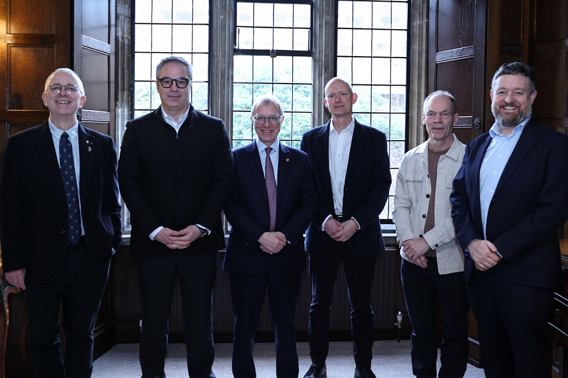 From left to right: Professor James Naismith Head of the Mathematical, Physical and Life Sciences Division University of Oxford, Dr Daniel Giamouridis Quantitative Research Director Qube Research & Technologies (QRT) The Rt Hon Sir Ernest Ryder Master of Pembroke College Professor Jon Chapman Head of the Mathematical Institute University of Oxford Professor Frank Windmeijer Head of the Department of Statistics Professor Clive Siviour Head of the Department of Engineering Science