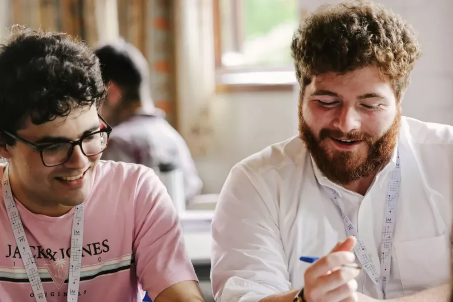 Two students in discussion