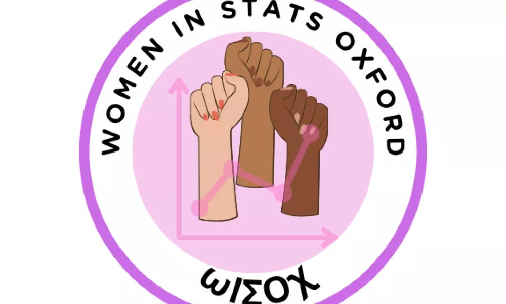 Women in Statistics Oxford logo - a pink circle with raised fists in different skin shades overlaid with a graph.