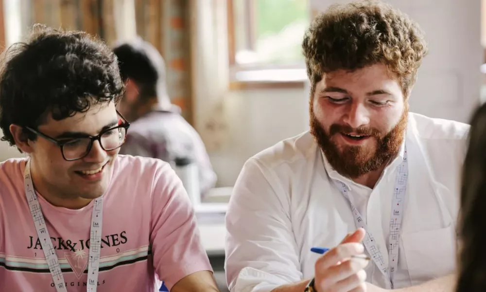 Two students in discussion
