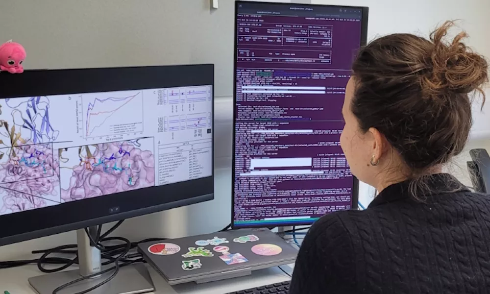 Researcher looking at a computer monitor